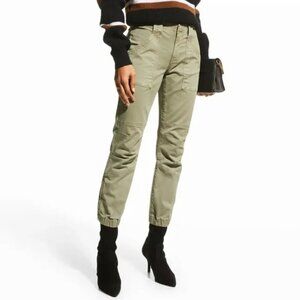 FRAME Trapunto Stitch‎ Cuffed Moto Winter Casual Pants Aloe Green Ankle 25